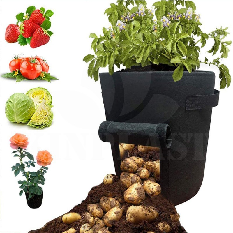 Pytel na rostliny, 4 x 38 litrů na brambory s pevnou rukojetí, taška pro růst rostlin s okénkem