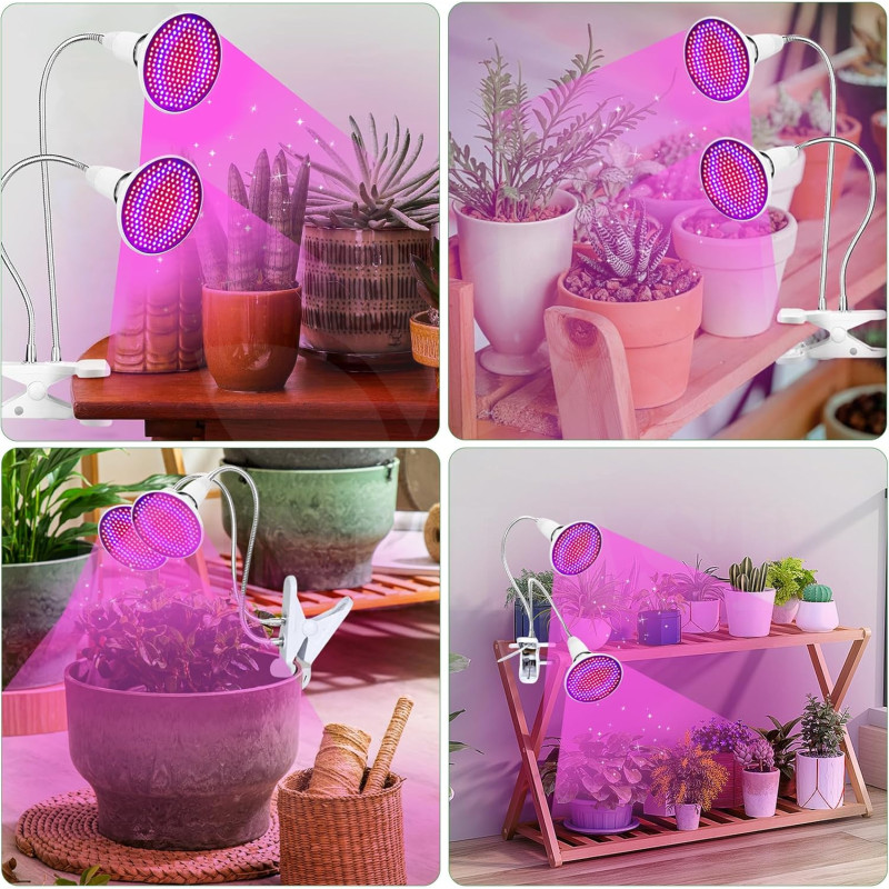 Growlight lampa BL-P20A na rostliny 2 ramena se žárovkami, 2 x 200 LED s klipsem, 3 režimy osvětlení rostlin