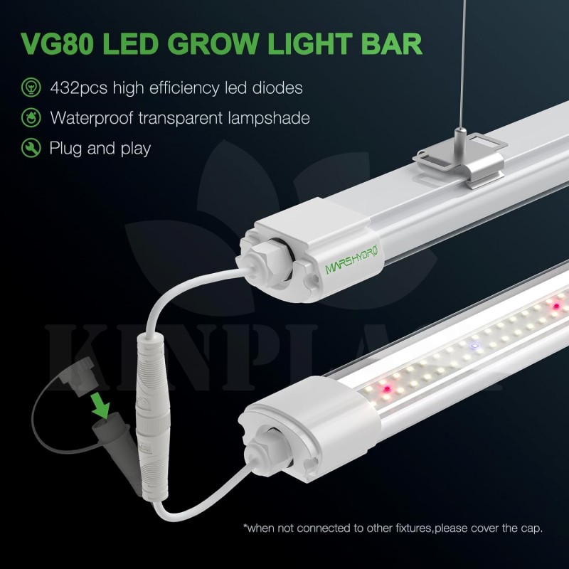 Grow LED lampa pro pěstování rostlin VG80 ve sklenících, 60 × 120 cm, plné spektrum, 432 LED diod, 10000 lumenů 