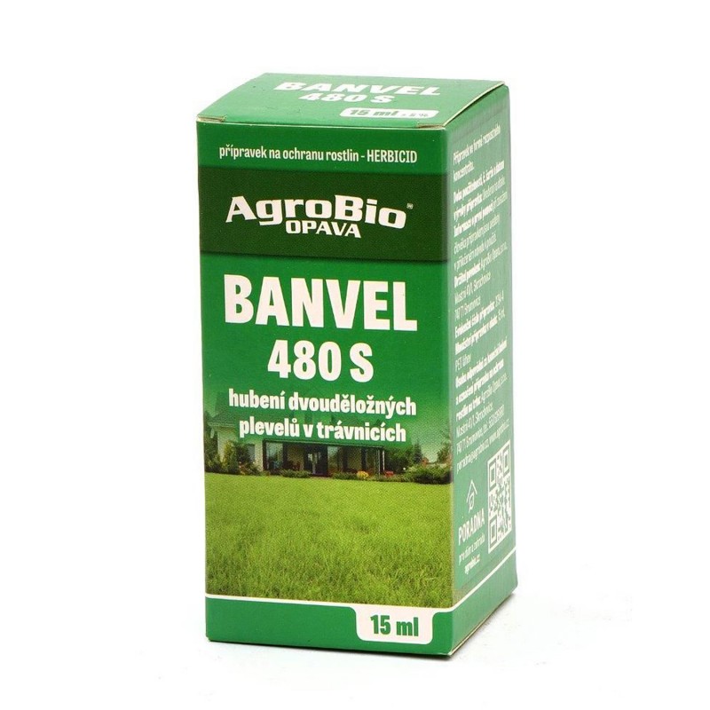 Banvel 480S proti plevelům v trávnících AgroBio 15 ml, koncentrovaný postřikový herbicid až na 16 litrů