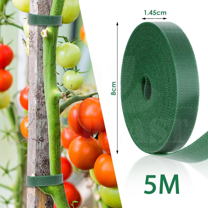 Vázací páska na rostliny, suchý zip, 5 m, 14,5 mm zelená, opora odolná proti povětrnostním vlivům pro popínavé rostliny