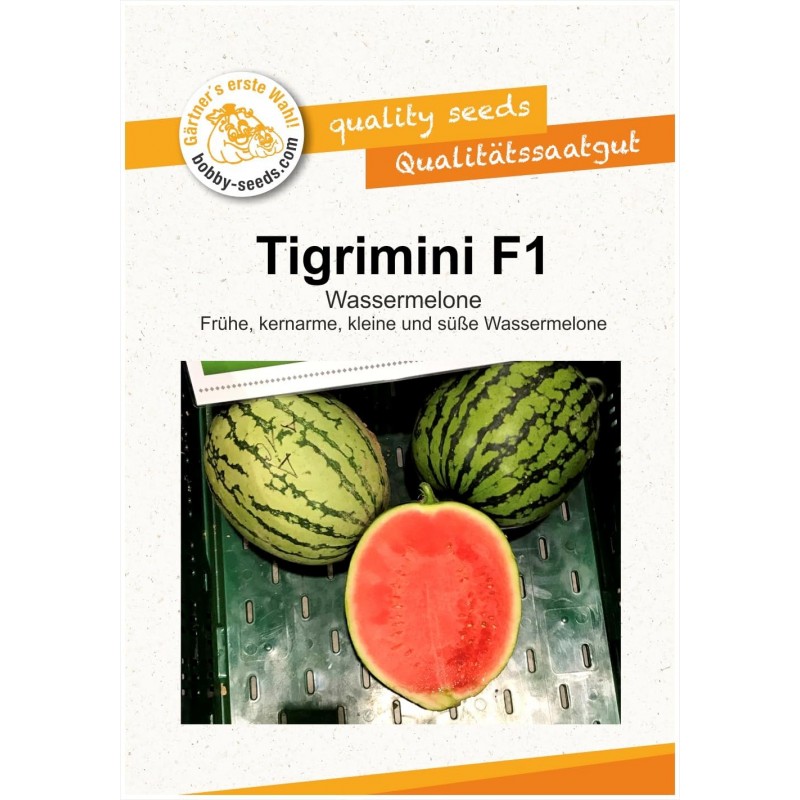 Meloun vodní Tigrimini F1 - Sada semen, s nízkým obsahem jádra, sada do kontejneru, pro skleník a záhon