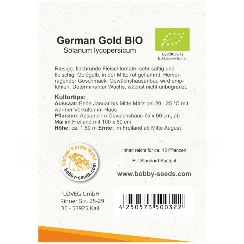 Rajčata German Gold - Sada BIO semen, rajčat z biologického zemědělství, sada na zahradu,  pro skleník a záhon