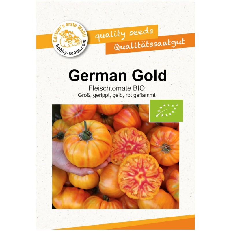 Rajčata German Gold - Sada BIO semen, rajčat z biologického zemědělství, sada na zahradu,  pro skleník a záhon
