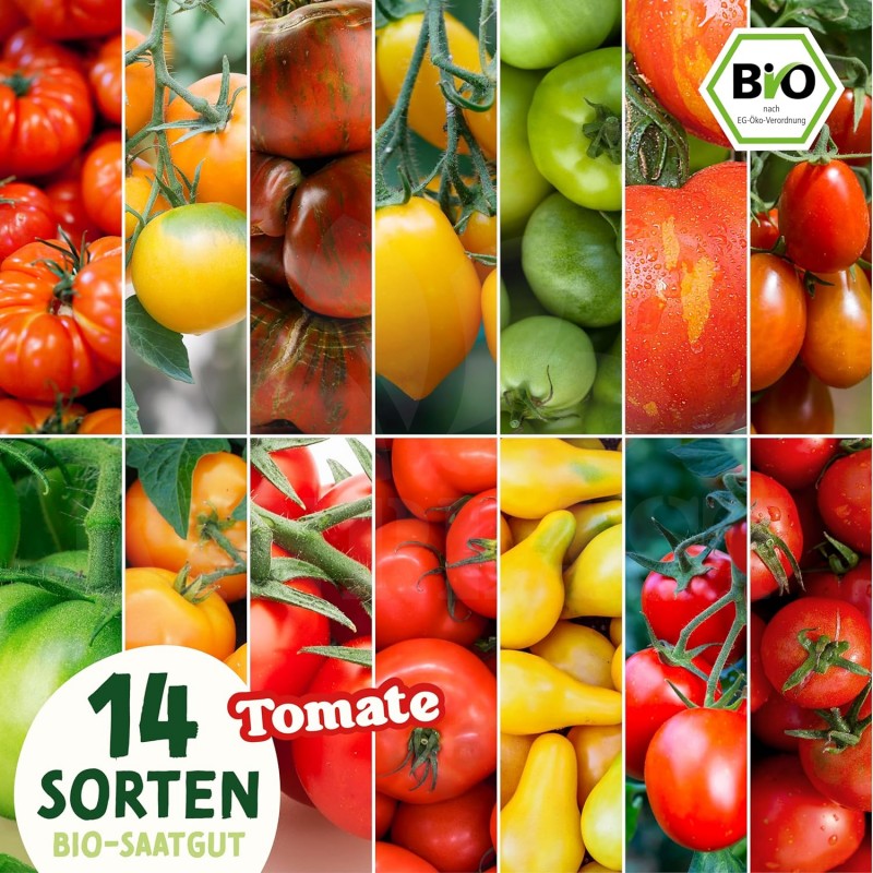 Rajčata - Sada BIO semen 14 druhů rajčat z biologického zemědělství, sada na zahradu,  pro skleník a květináč