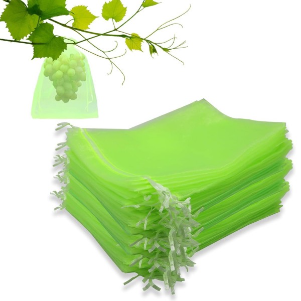 Ochranný pytlík na plody 20 x 30 cm, 10 kusů,  sáčky na ovoce, hrozny se stahovací šňůrkou, zahradní síťovaný sáček na ochranu před ptáky a hmyzem