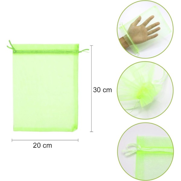 Ochranný pytlík na plody 20 x 30 cm, 10 kusů,  sáčky na ovoce, hrozny se stahovací šňůrkou, zahradní síťovaný sáček na ochranu před ptáky a hmyzem