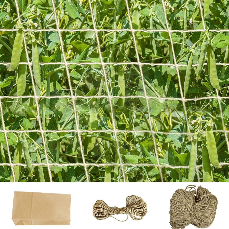 Skleníková síť 200 x 500 cm na okurky Vilmorin, síť na popínavé rostliny jutová, oka 15 x 15 cm