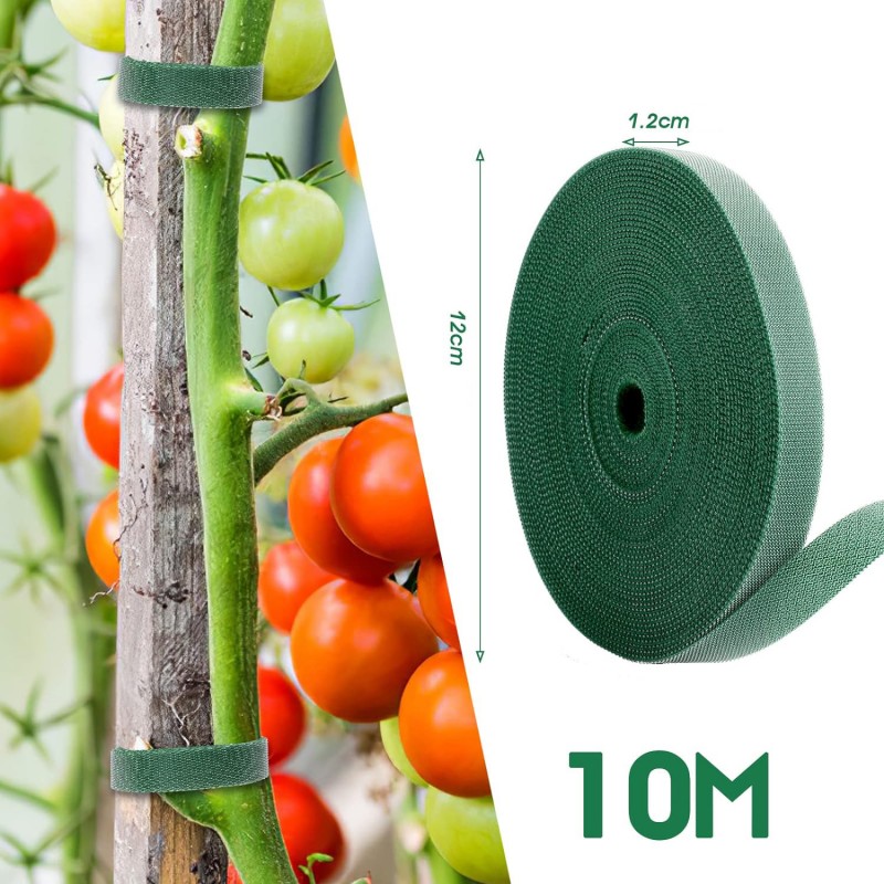 Vázací páska na rostliny, suchý zip, 10 m, 12 mm zelená, opora odolná proti povětrnostním vlivům pro popínavé rostliny