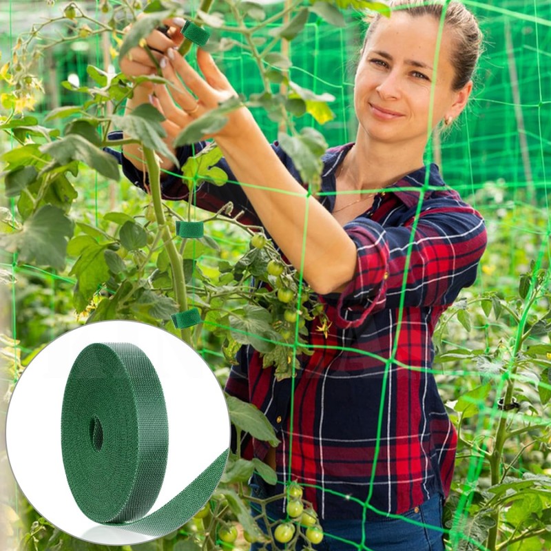 Vázací páska na rostliny, suchý zip, 10 m, 12 mm zelená, opora odolná proti povětrnostním vlivům pro popínavé rostliny