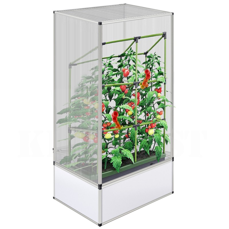 Rajčatový skleník Expert, 10 mm tepelně izolační polykarbonátové desky, 73 x 73 x 140 cm, včetně dveří a okna na pantech