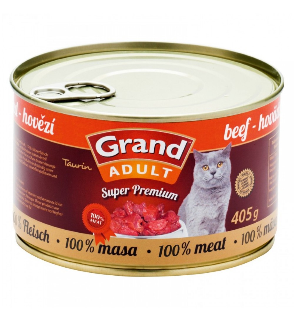 GRAND Super Premium Hovězí 405 g  - konzervy pro kočky
