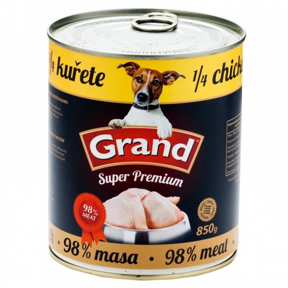 Grand Super Premium 1/4 kuřete 850 g  - konzervy pro psy