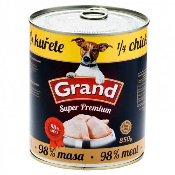 Grand Super Premium 1/4 kuřete 850 g  - konzervy pro psy