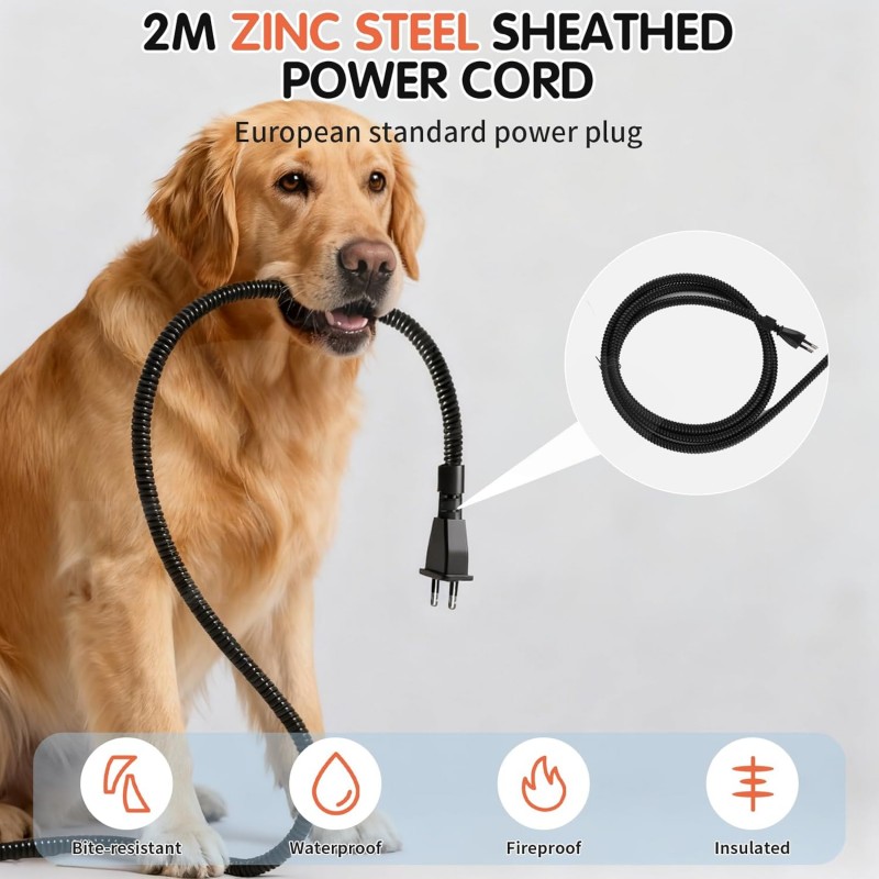 Vyhřívaná miska pro psy a jiná zvířata 3,5 l, regulace teploty 25–35 °C, bez BPA, 2m ocelový kabel, zabraňuje zamrznutí vody