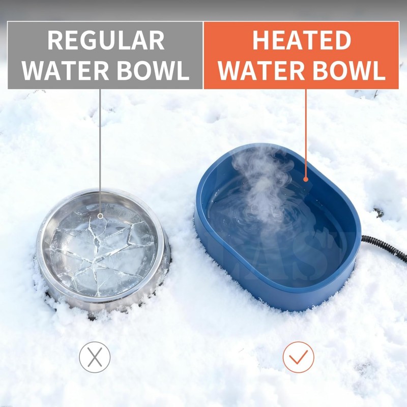 Vyhřívaná miska pro psy a jiná zvířata 3,5 l, regulace teploty 25–35 °C, bez BPA, 2m ocelový kabel, zabraňuje zamrznutí vody
