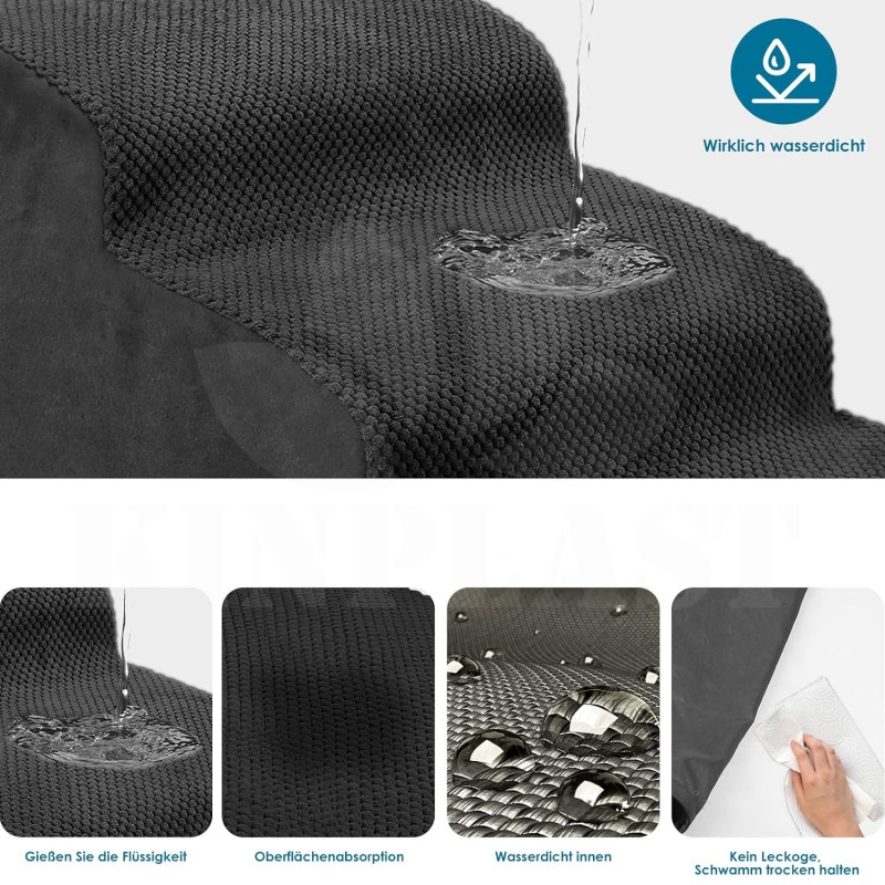 Schůdky pro psy 3stupňové, schody pro domácí zvířata, pratelný potah, protiskluzové dno, 60 x 40 cm, černé