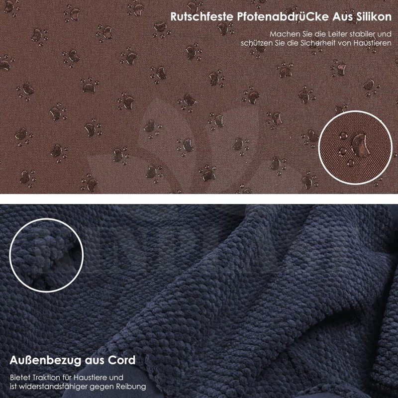 Schůdky pro psy 3stupňové, schody pro domácí zvířata, pratelný potah, protiskluzové dno, 60 x 40 cm, modré