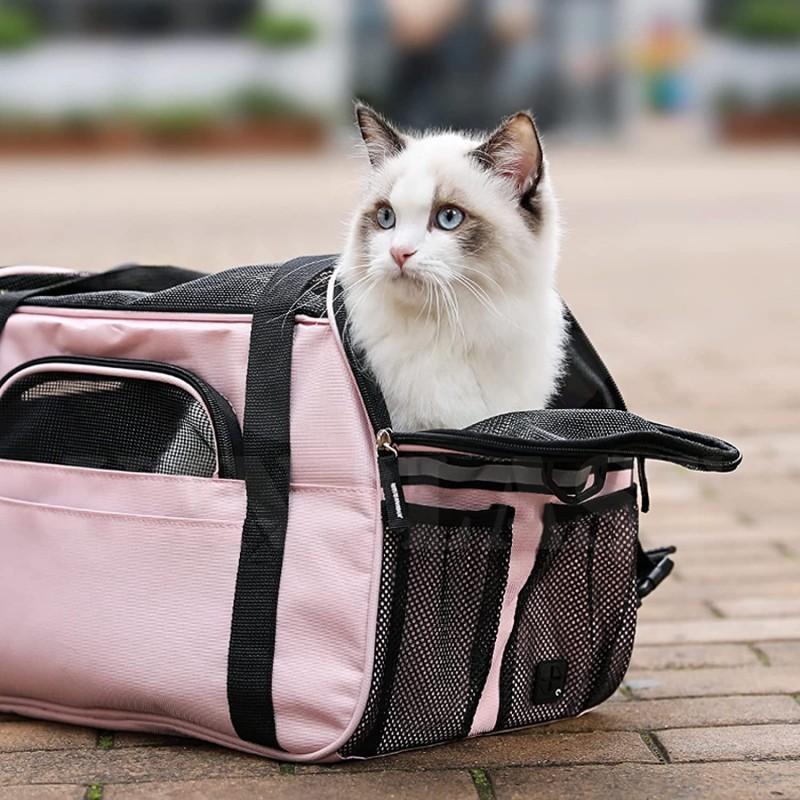 Přepravní taška, box pro psy a kočky, 43 x 20 x 24 cm, voděodolná, s ramenním popruhem, měkce polstrovaná