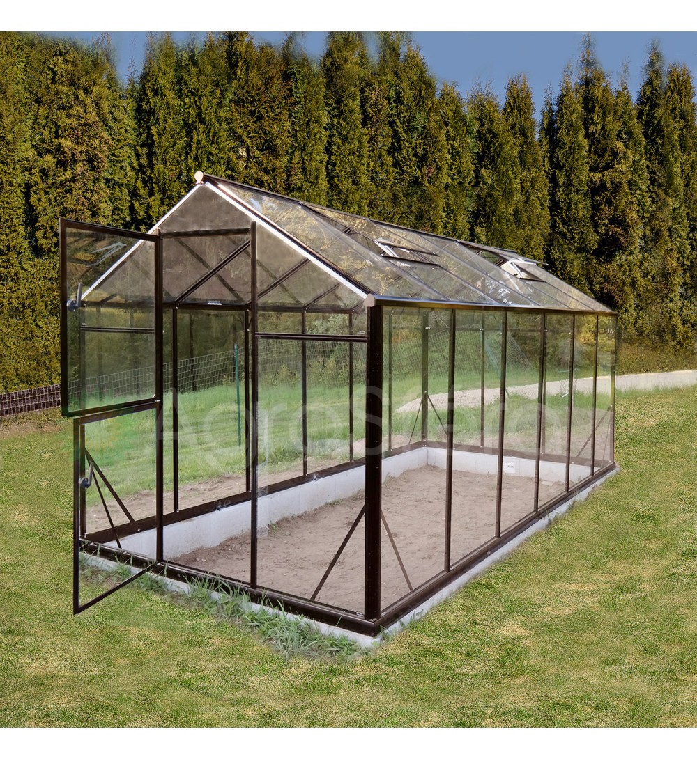 Skleník SANUS GLASS L-10, 290 x 430 cm, z tvrzeného skla 4 mm