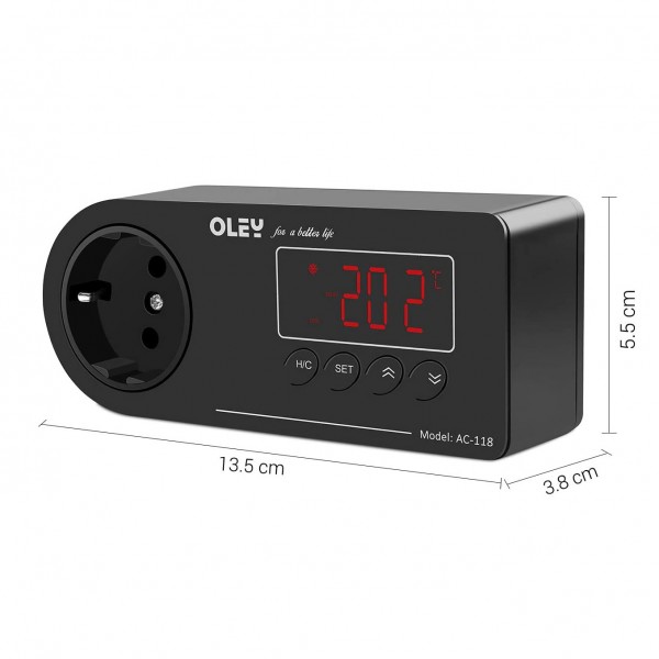 Digitální termostat s NTC sondou OLAY, regulátor teploty pro skleník, odchovnu 1100W 220V