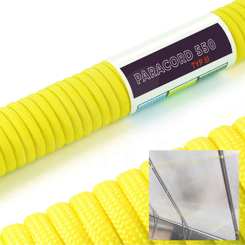 Zahradní šňůra Paracord 550, 15 metrů, 4 mm, 9 pramenů, nylon & polyester, ideální pro na vyvazování rostlin a univerzální použití
