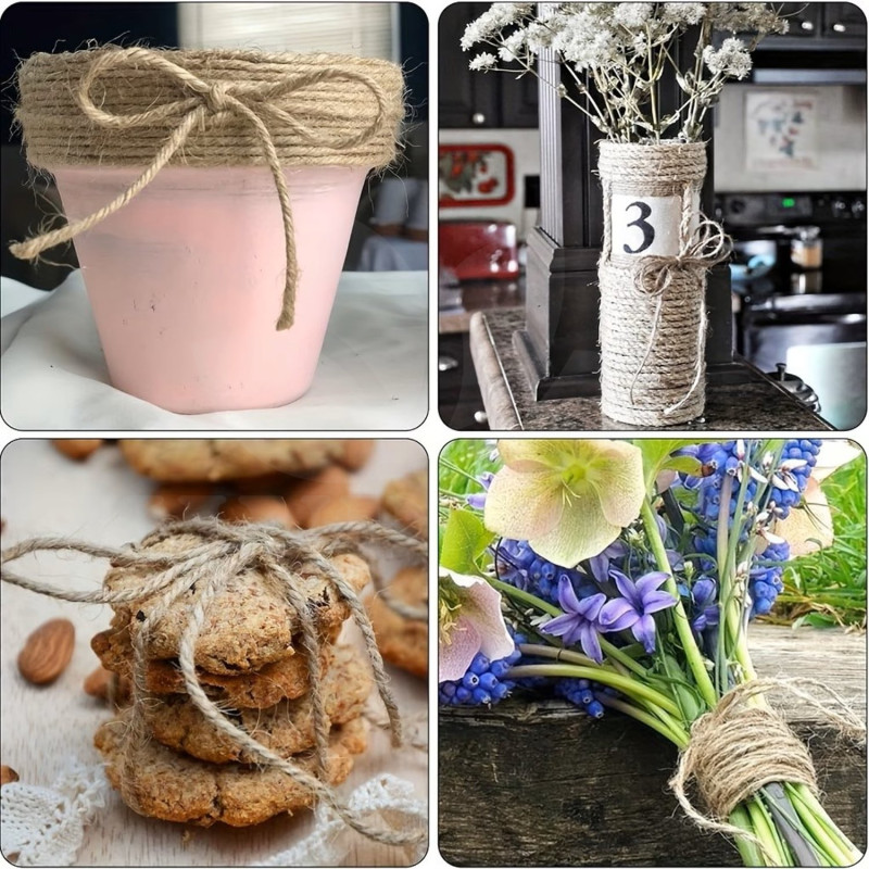 Zahradní šňůra jutová, 50 metrů, 3 mm, 4 prameny, odolná hladká juta, ideální pro vyvazování rostlin a univerzální použití