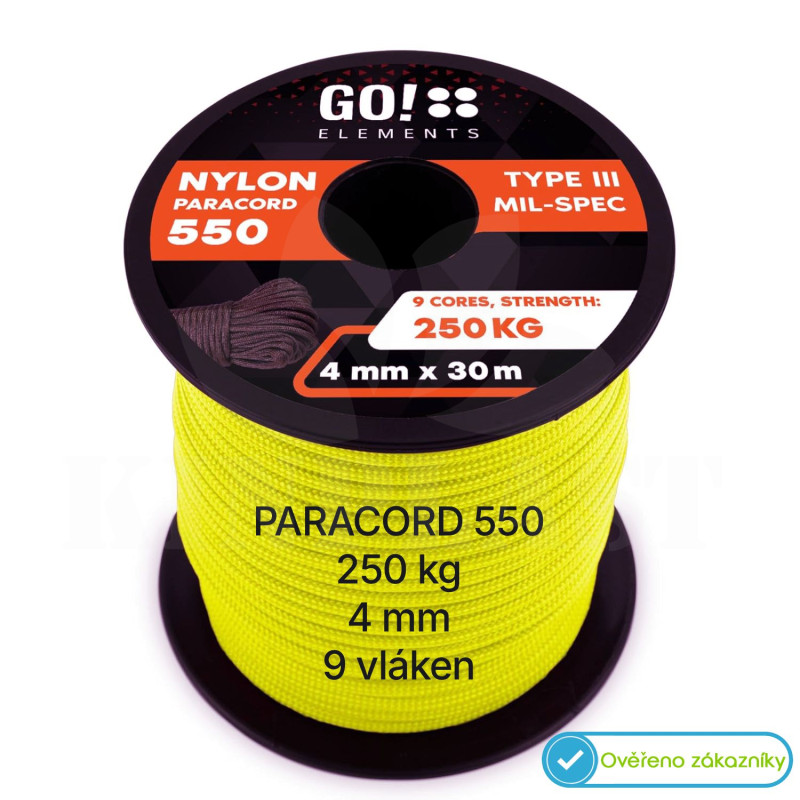 Zahradní šňůra Paracord 550, 15 metrů, 4 mm, 9 pramenů, nylon & polyester, ideální pro na vyvazování rostlin a univerzální použití