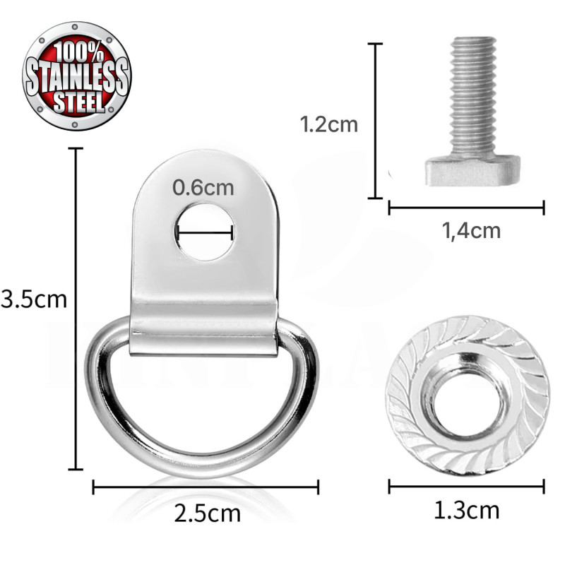 Skleníkové oko 10x nerez, stabilní držáky rostlin, šroub M6 12 mm s plochou a zkosenou hranou pro vedení rostlin ve skleníku