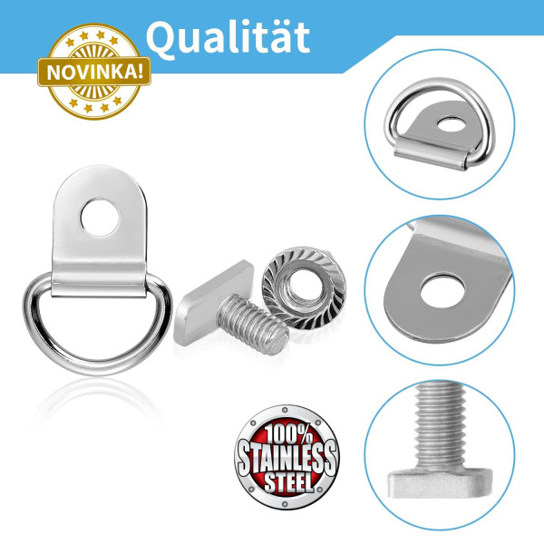 Skleníkové oko 10x nerez, stabilní držáky rostlin, šroub M6 12 mm s plochou a zkosenou hranou pro vedení rostlin ve skleníku