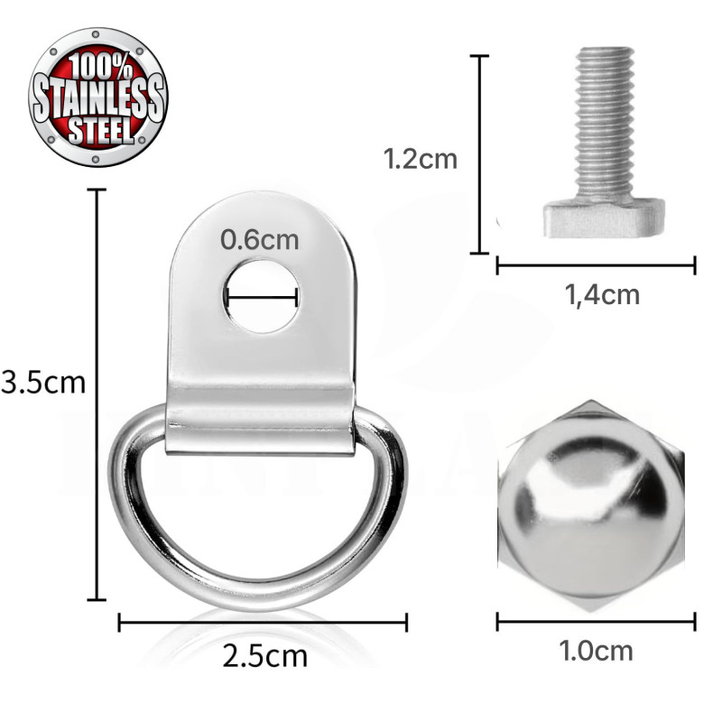 Skleníkové oko 10x nerez, stabilní držáky rostlin, šroub M6 12 mm s plochou a zkosenou hranou pro vedení rostlin ve skleníku