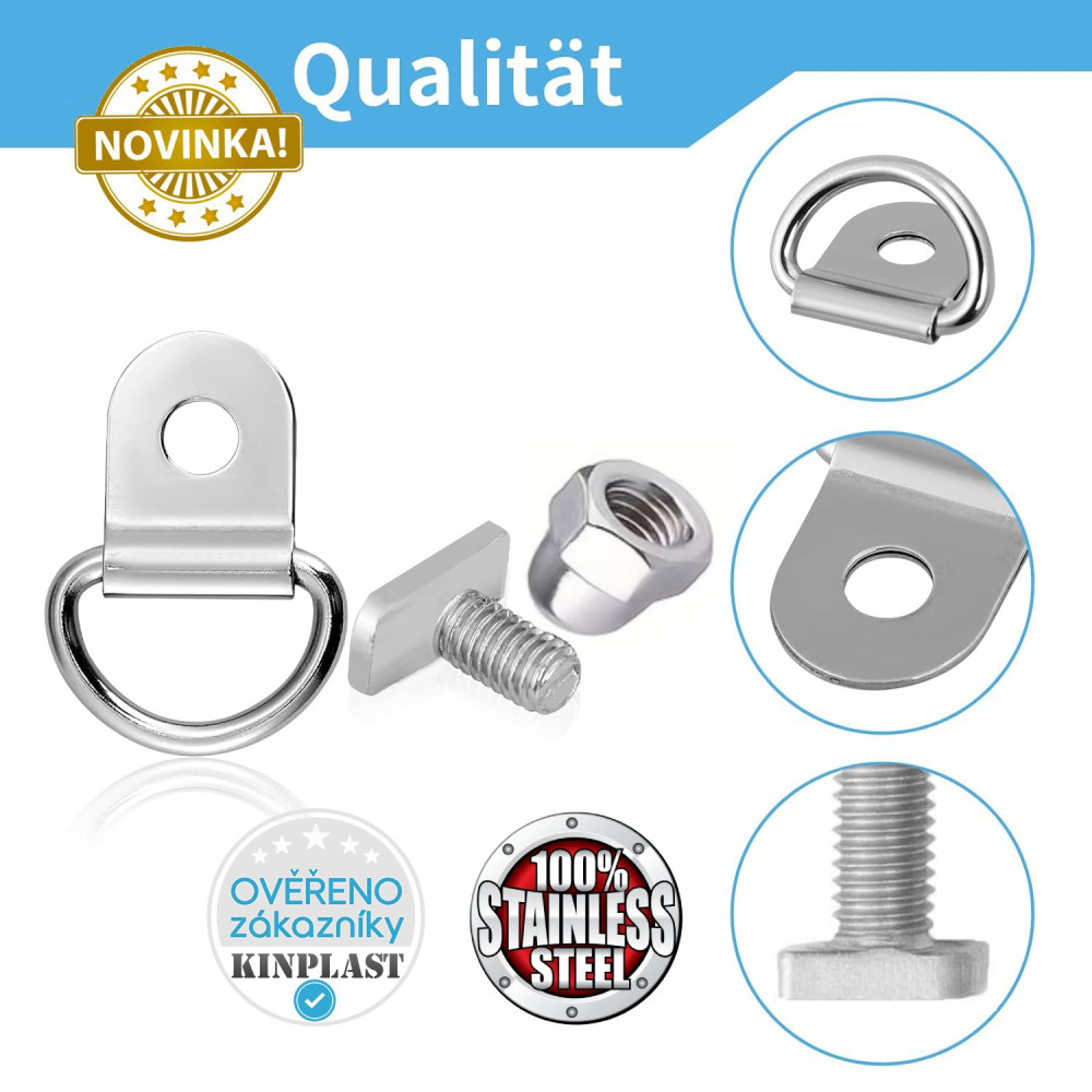 Skleníkové oko 10x nerez, stabilní držáky rostlin, šroub M6 12 mm s plochou a zkosenou hranou pro vedení rostlin ve skleníku