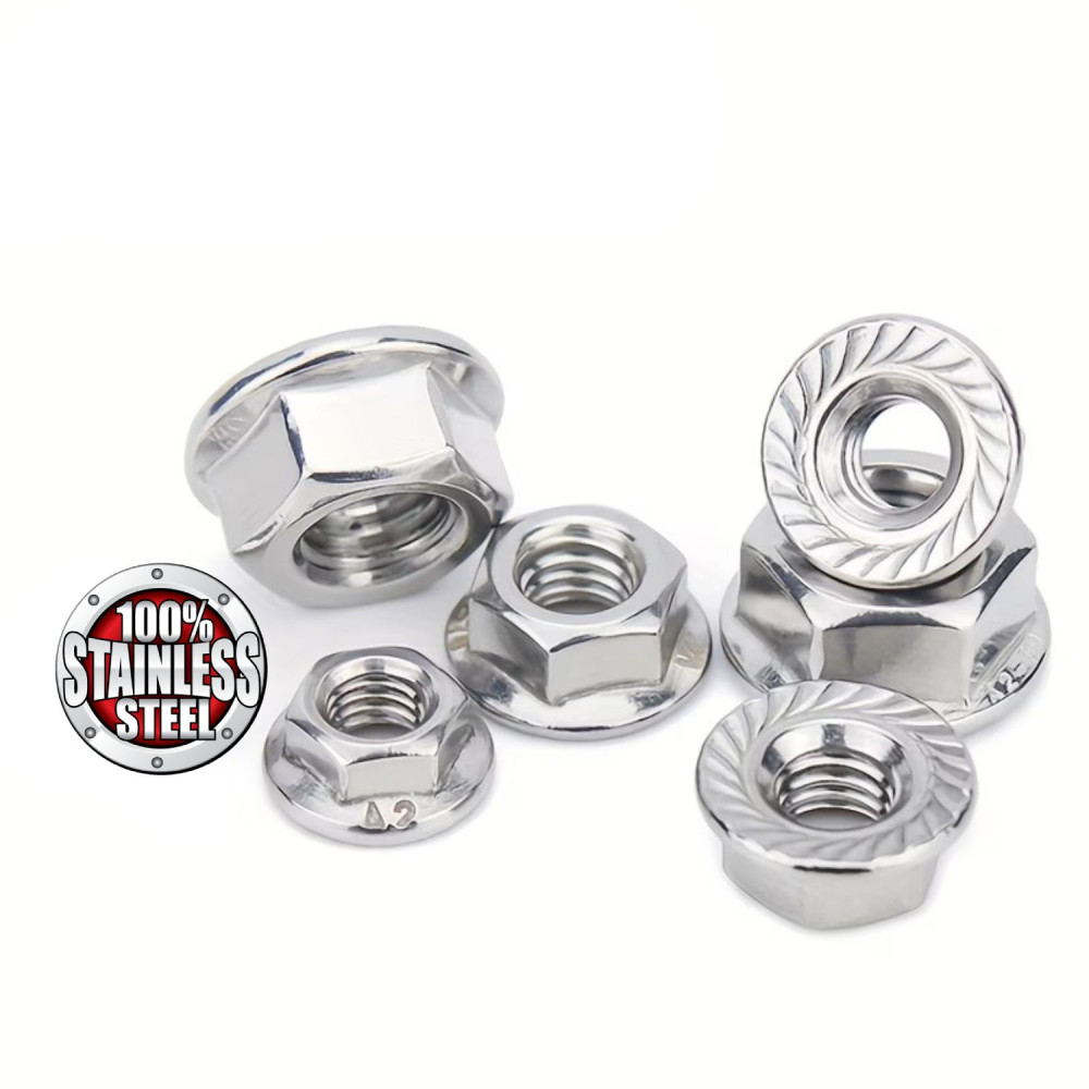 Skleníkové límcové matice 20 kusů M6 z ušlechtilé oceli Nerez A2 DIN 6923 pro naše šrouby M6 a stabilní držáky