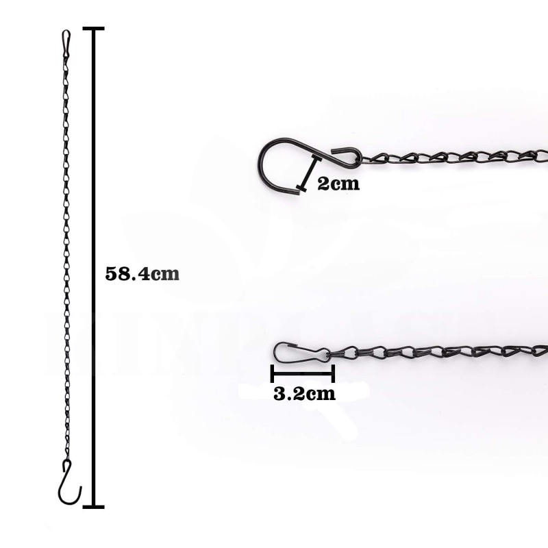 Skleníkové řetízky 60 cm 3 kusy, černé provedení k zavěšení nádob a truhlíhů do 12 kg