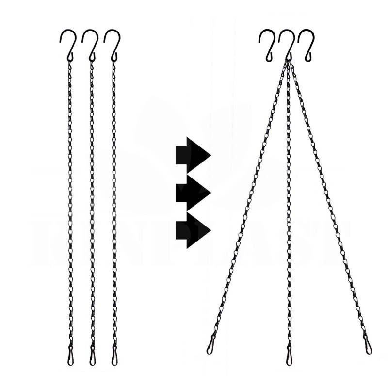 Skleníkové řetízky 60 cm 3 kusy, černé provedení k zavěšení nádob a truhlíhů do 12 kg