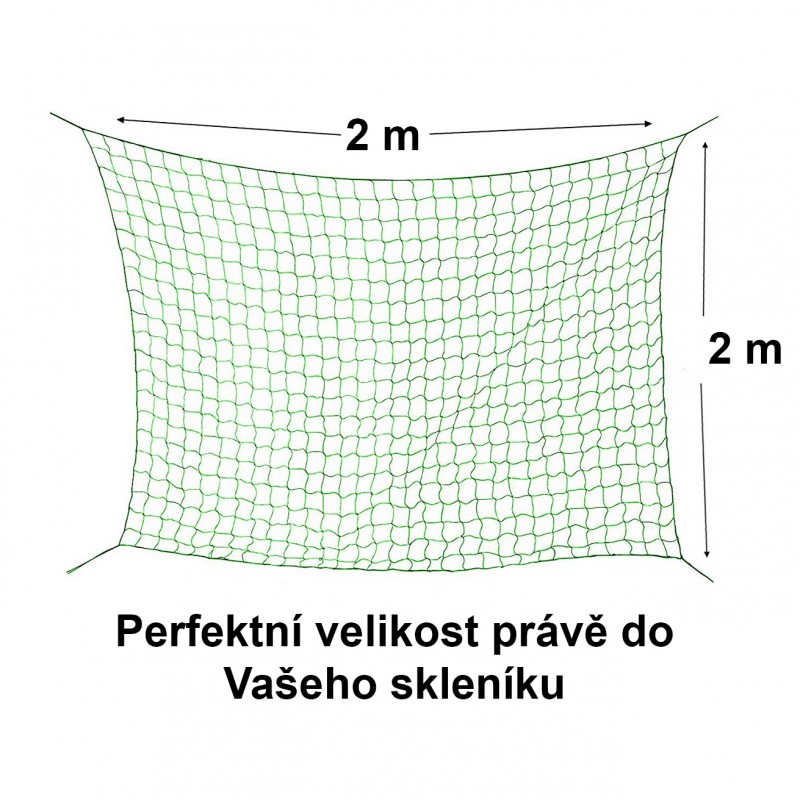 Skleníková síť 2 x 2 m na okurky a rajčata,  pevná a kvalitní síť co vydrží, oka 10 x 10 cm