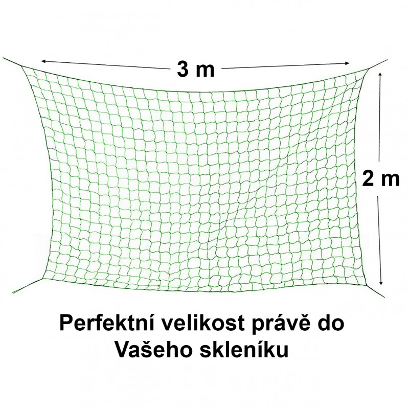 Skleníková síť 2 x 3,5 m na okurky a rajčata, extrapevná síť s jednotlivou mřížkou velikosti 10 × 10 cm