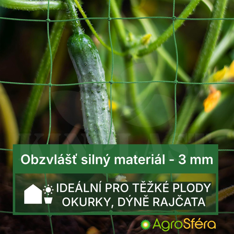 Skleníková zahradní síť 2 x 2 m na okurky a rajčata, oka 10 x 10 cm, pevná a kvalitní zesílená síť, dvojitě vázaná síť co vydrží