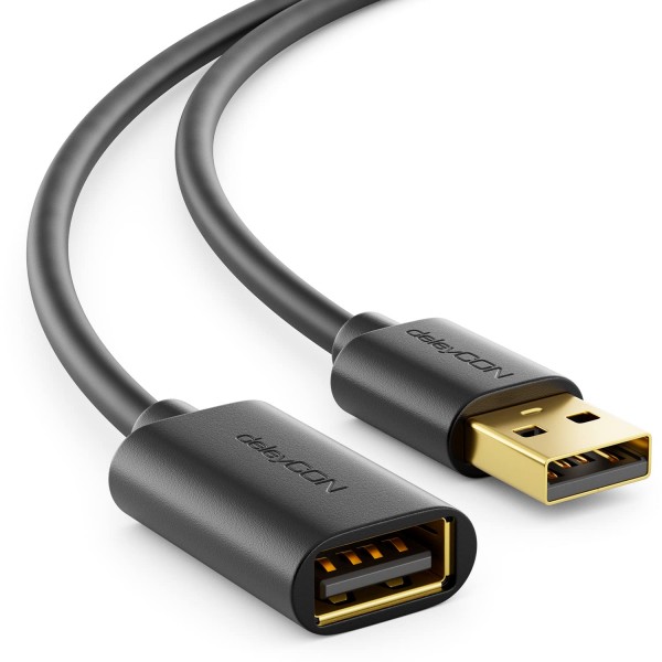 Prodlužovací kabel USB 2.0 High Speed kabel USB A konektor k USB A zdířce - černý 3 metry