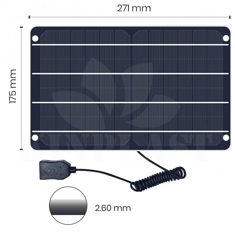Solární panel Monokrystalický 5V/6W silikonový solární panel s USB, stačí ho zapojit a užívat