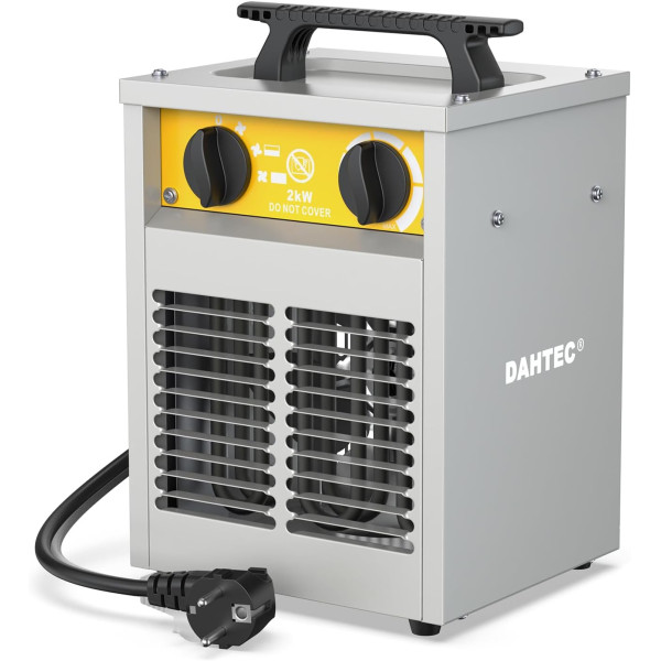 Elektrické topidlo 2000 W Dahtec, topný ventilátor, vytápění skleníků a zimních zahrad s termostatem, 3 stupně výkonu