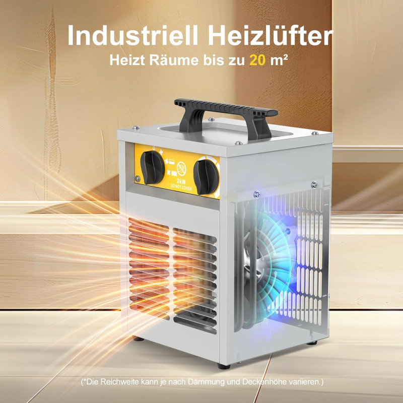 Elektrické topidlo 2000 W Dahtec, topný ventilátor, vytápění skleníků a zimních zahrad s termostatem, 3 stupně výkonu