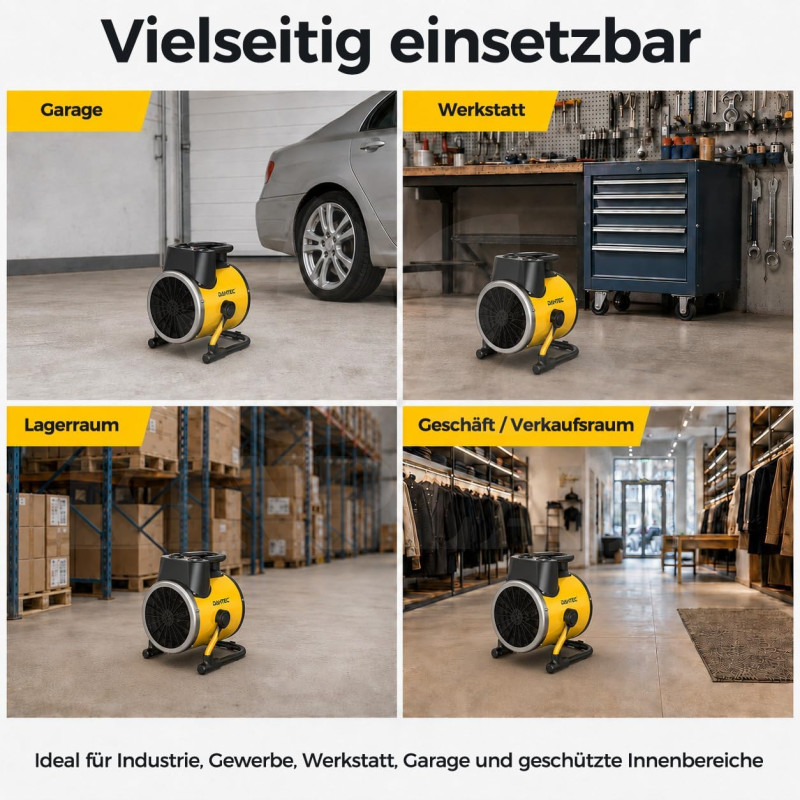 Elektrické topidlo 3000 W Dahtec, topný ventilátor, vytápění skleníků a zimních zahrad s termostatem, 3 stupně výkonu