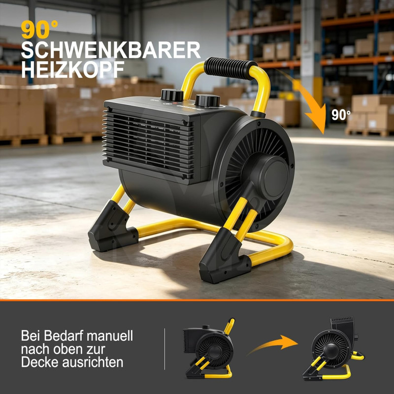 Elektrické topidlo 2000 W Dahtec, topný keramický ventilátor, vytápění skleníků s termostatem, 3 stupně topení