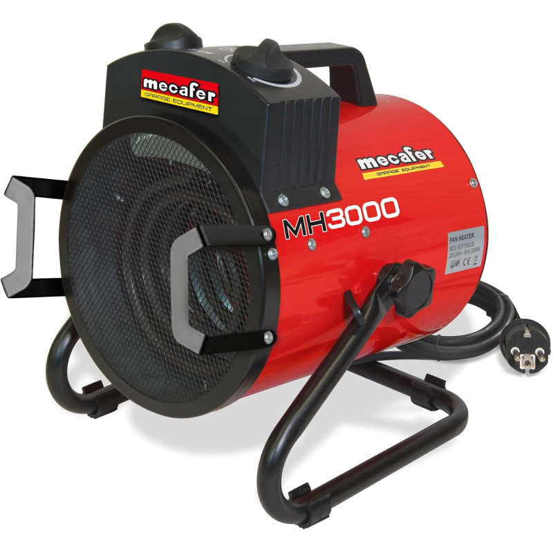 Vytápění skleníku Mecafer MH 3000, elektrický ohřívač s termostatem, ventilátorové topení 1500 a 3000 W až 354 m³/h