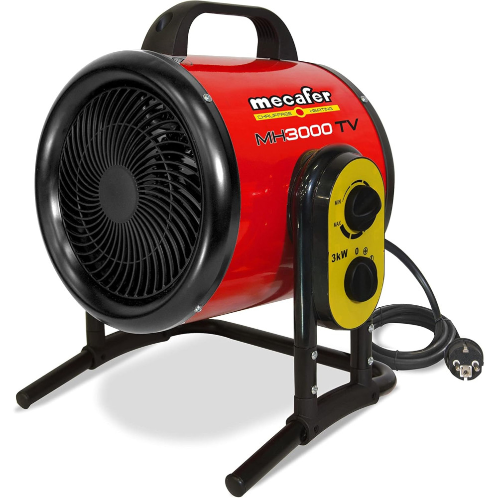 Vytápění skleníku Mecafer MH 3000 TV turbo, elektrický ohřívač s termostatem, ventilátorové topení 1500 a 3000 W až 420 m³/h