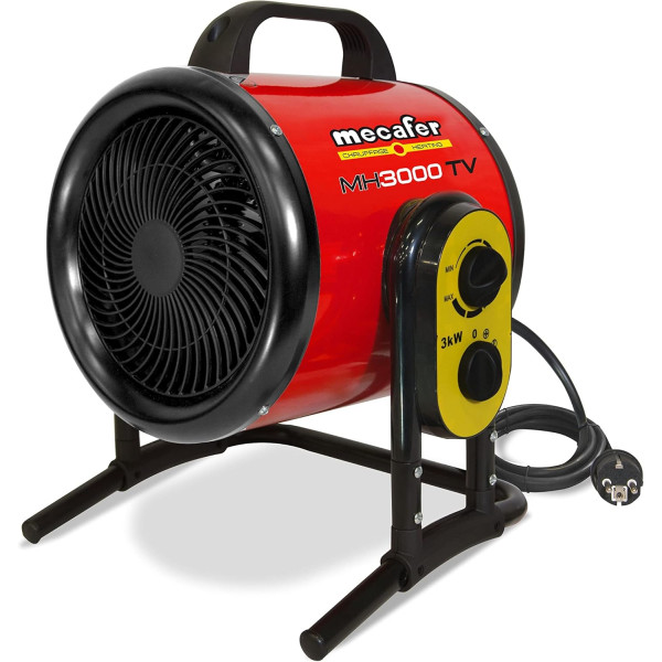 Vytápění skleníku Mecafer MH 3000 TV turbo, elektrický ohřívač s termostatem, ventilátorové topení 1500 a 3000 W až 420 m³/h