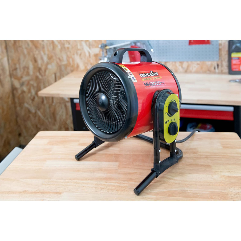 Vytápění skleníku Mecafer MH 3000 TV turbo, elektrický ohřívač s termostatem, ventilátorové topení 1500 a 3000 W až 420 m³/h