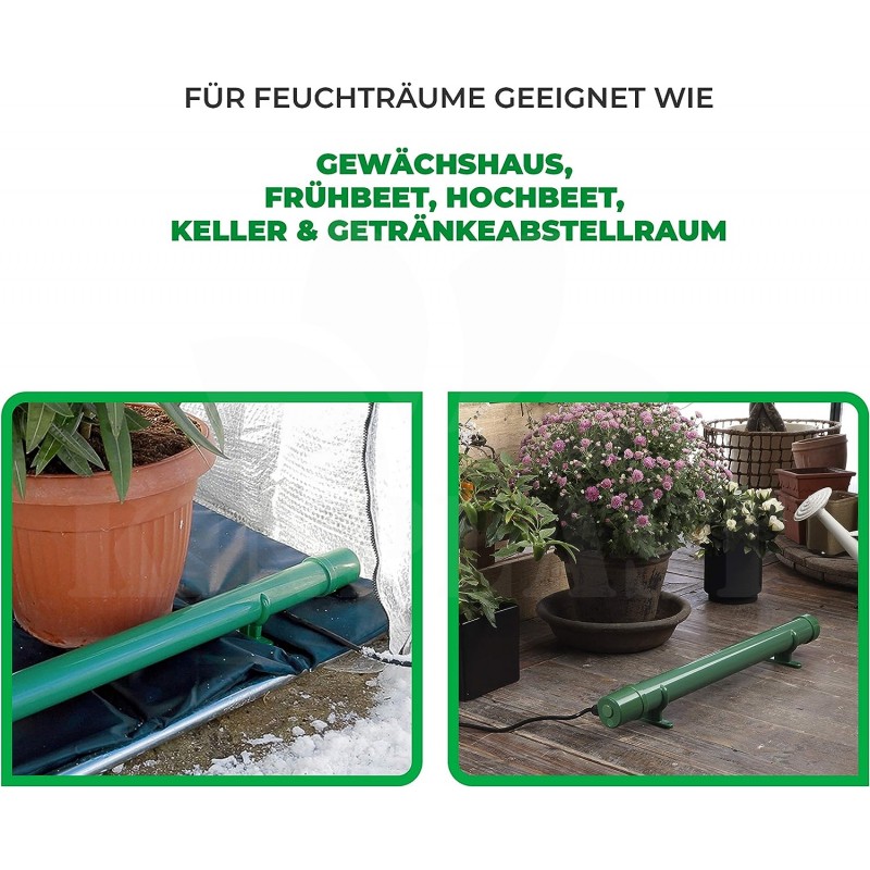 Elektrický přímotop/konvektor Bio Green, protizámrazová ochrana skleníku, zelený, 135 W, 92 cm