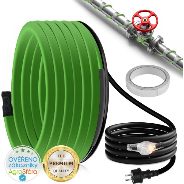 Topný kabel s termostatem, 8 metrů, 35 W/m (280W), samoregulační topný 5° až 15°C, pás ochrana proti mrazu, pro ochranu potrubí